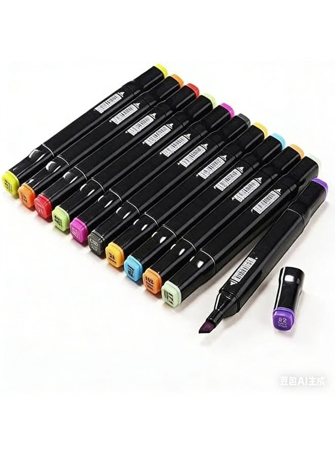 قلم ماركر ذو طرفين متعدد الألوان، 80 قطعة، للأطفال للرسم والإبداع - Image 4